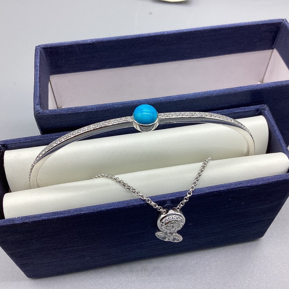 New Lafonn 925 Sterling Silver Platinum Plated tiny Bracelet with shiny simulate